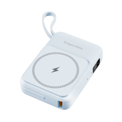 Krüger&Matz Powerbank Indukcyjny Kruger&Matz 10000 Mah Magnetyczny Z Kablem Niebieski [[