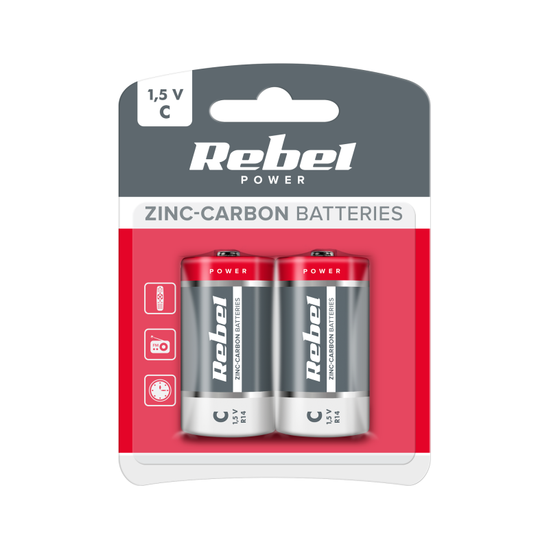 Rebel Baterie Cynkowo Węglowe Rebel R14 2Szt/Bl [[