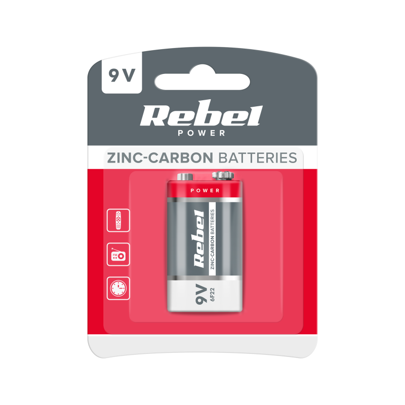 Rebel Baterie Cynkowo Węglowe Rebel 6F22 Blister [[