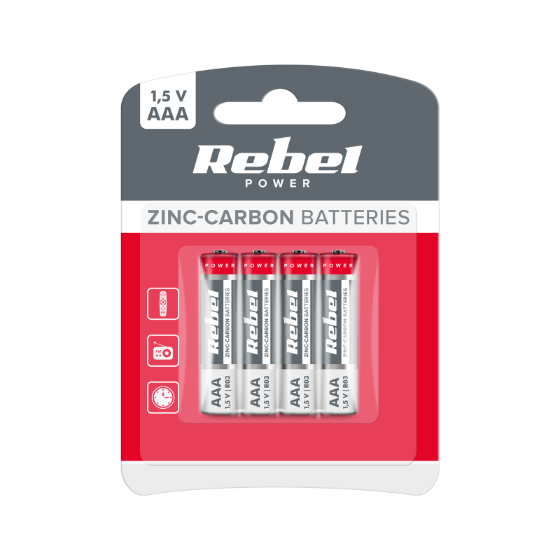 Rebel Baterie Cynkowo Węglowe Rebel  R03 4Szt/Bl [[