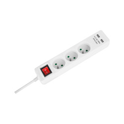Rebel Przedłużacz Sieciowy Rebel  3 Gniazda + 2  Gniazda Usb Z Wyłącznikiem - 1.5M [[
