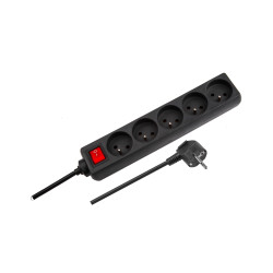 Rebel Przedłużacz Sieciowy Rebel Czarny 5 Gniazd Z Przełącznikiem, Dł. 1.5M [[