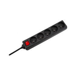 Rebel Przedłużacz Sieciowy Rebel Czarny 5 Gniazd Z Przełącznikiem, Dł. 1.5M [[