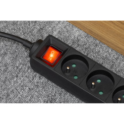 Rebel Przedłużacz Sieciowy Rebel Czarny 5 Gniazd Z Przełącznikiem, Dł. 1.5M [[