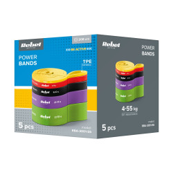 Rebel Zestaw Gum Do Ćwiczeń Tpe - Power Band Pts-1, 4-55 Kg, 5 Gum Tpe, Rebel Active [[