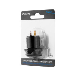 Peiying Ładowarka Samochodowa 2Xusb Z Funkcją Quick Charge I Miernikiem Napięcia [[