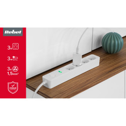 Rebel Przedłużacz Sieciowy Rebel 4 Gniazda Z Wyłącznikiem - 3M. [[