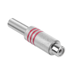 Gniazdo Rca Srebrne 3 Paski Na Kabel Czerwone [[