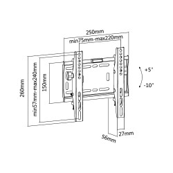 Cabletech Uchwyt Naścienny Uniwersalny Do Led Tv (23-42") Lp42-22Dt Regulacja W Pionie [[