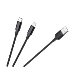 Cabletech Kabel Wtyk Usb A - Wtyk Usb C/ Wtyk Lightningh (2W1) 1M [[