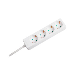 Rebel Przedłużacz Biały Rebel 4 Gniazda Typu Niemieckiego, Dł. 1,5M (3X1.0) Bez Przełącznika [[