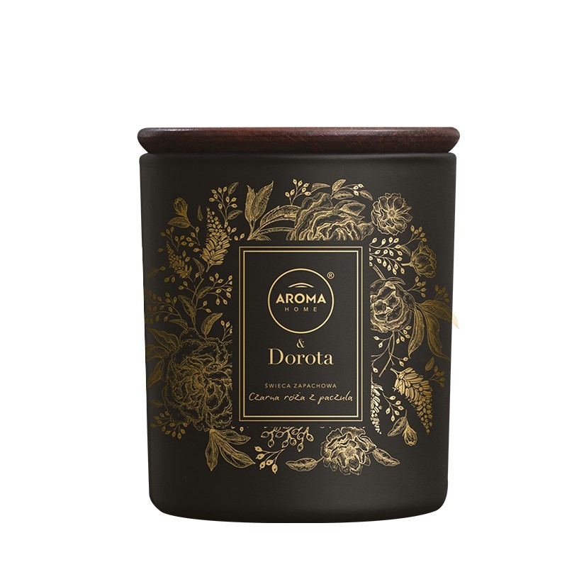 AROMA Home&Dorota CZARNA RÓŻA Z PACZULĄ Świeca zapachowa