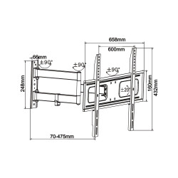 Cabletech Uchwyt Do Ściany Czarny Upa36-463 37 - 70 Cali Regulacja W Pionie I W Poziomie [[