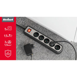 Rebel Listwa Zasilajaca Rebel  5 Gniazd Z Przełacznikiem, 1,5M (1,5Mm) [[