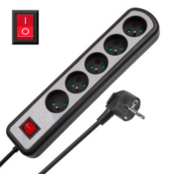 Rebel Listwa Zasilajaca Rebel  5 Gniazd Z Przełacznikiem, 1,5M (1,5Mm) [[