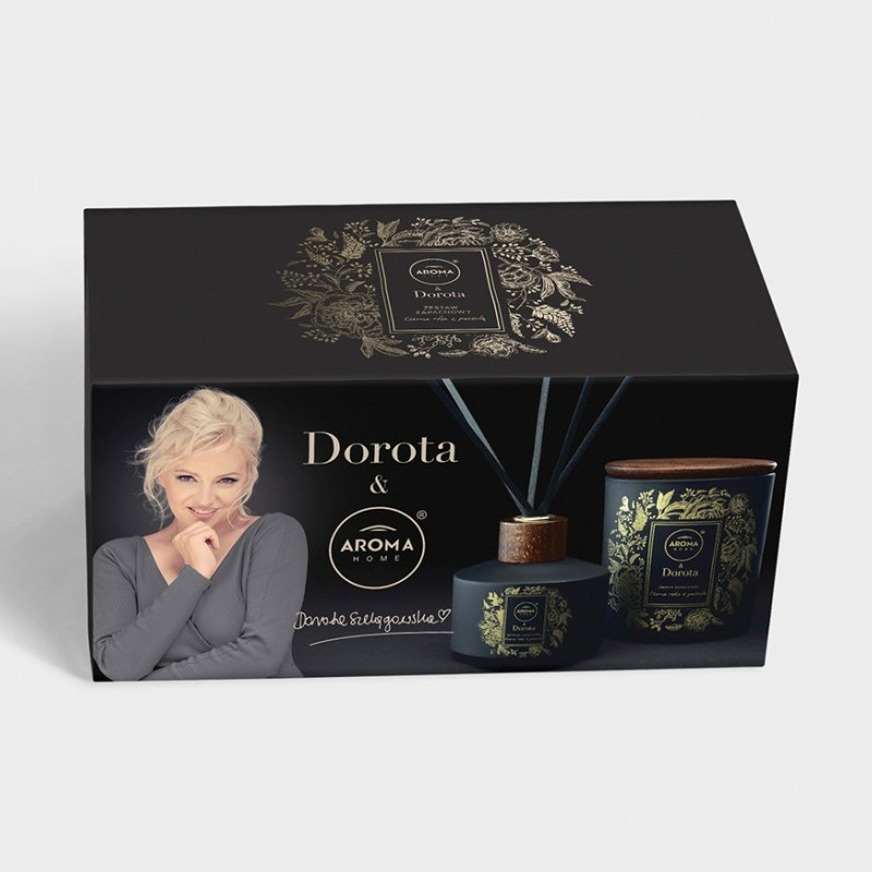 CZARNA RÓŻĄ Z PACZULĄ Zestaw Świeca i Patyczki Zapachowe