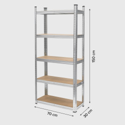Rebel Regał Metalowy Magazynowy 150X70X30 Srebrny Rebel [[