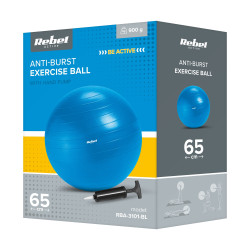 Rebel Piłka Gimnastyczna Rehabilitacyjna 65Cm Z Pompką Ręczną, Kolor Niebieski , Rebel Active [[