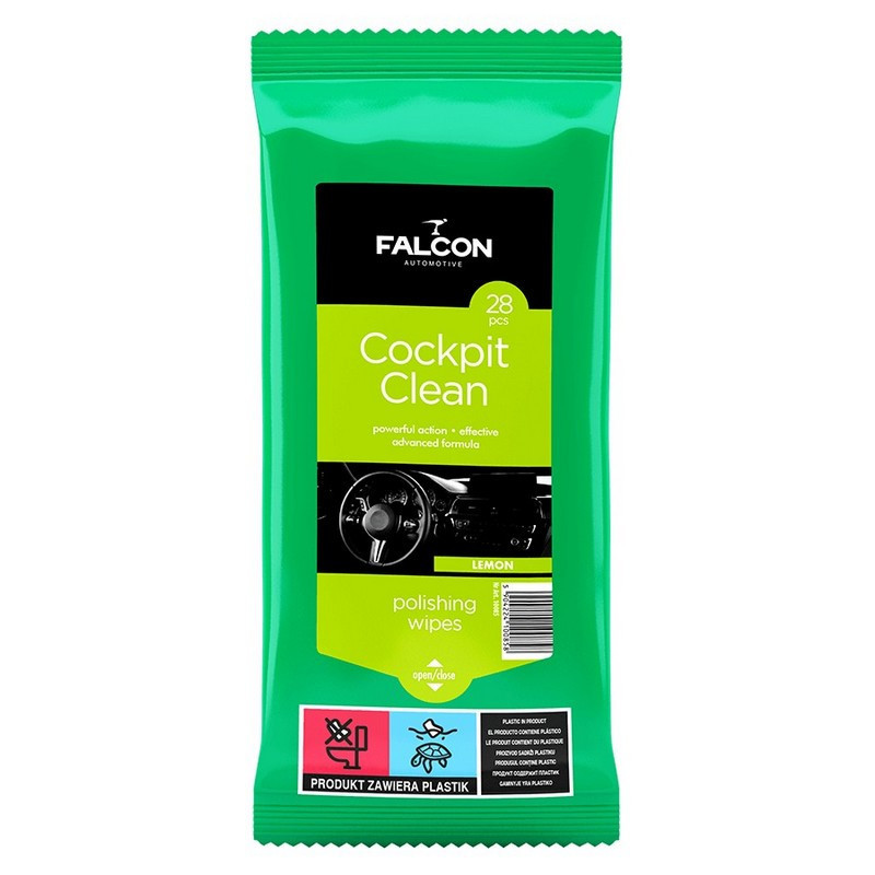 FALCON Chusteczki do czyszczenia kokpitu samochodu LEMON - połysk