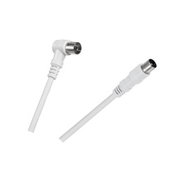 Cabletech Kabel Tv - Video Kątowo - Prosty Biały 5M [[