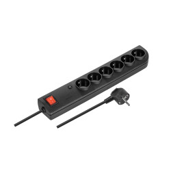 Elgotech Listwa Przeciwprzepięciowa 6Xz/U 5M Czarna Psf4-605-2 [[