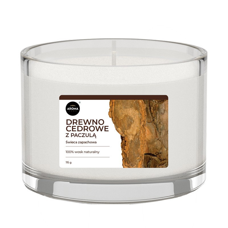 DREWNO CEDROWE Z PACZULĄ Świeca Zapachowa AROMA Home