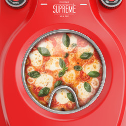 Teesa Piec Do Pizzy Teesa Supreme + , 1200 W, 32 Cm , Okienko , Wyjmowany Kamień, Sterowanie Dwiema Grzałkami [[