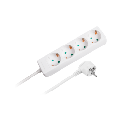 Rebel Przedłużacz 4 Gniazda 1,5M Typu Niemieckiego Bez Przełącznika (3X1,0Mm) Rebel Biały [[