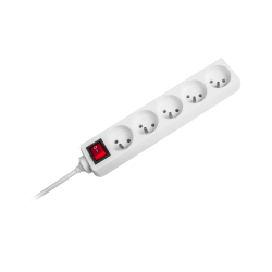 Rebel Przedłużacz 5 Gniazd 5M Typu Niemieckiego Z Przełącznikiem (3X1,5Mm) Rebel Biały [[