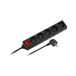 Rebel Przedłużacz 5 Gniazd 3M Typu Francuskiego Z Przełącznikiem (3X1,5Mm) Rebel Czarny [[
