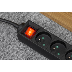 Rebel Przedłużacz 5 Gniazd 5M Typu Francuskiego Z Przełącznikiem (3X1,5Mm) Rebel Czarny [[