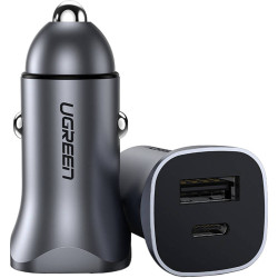 UGREEN Ładowarka samochodowa UGREEN CD130 24W USB/USB-C (szara) //