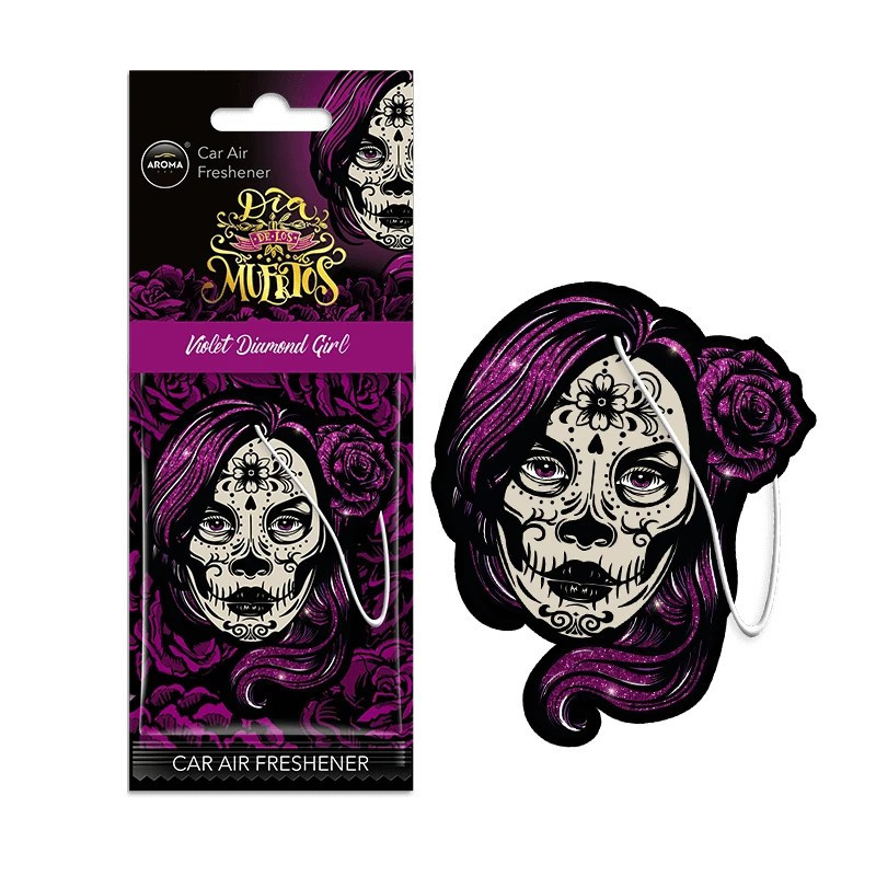 VIOLET DIAMOND GIRL Zawieszka zapachowa do auta AROMA Car Dia De Los Muertos