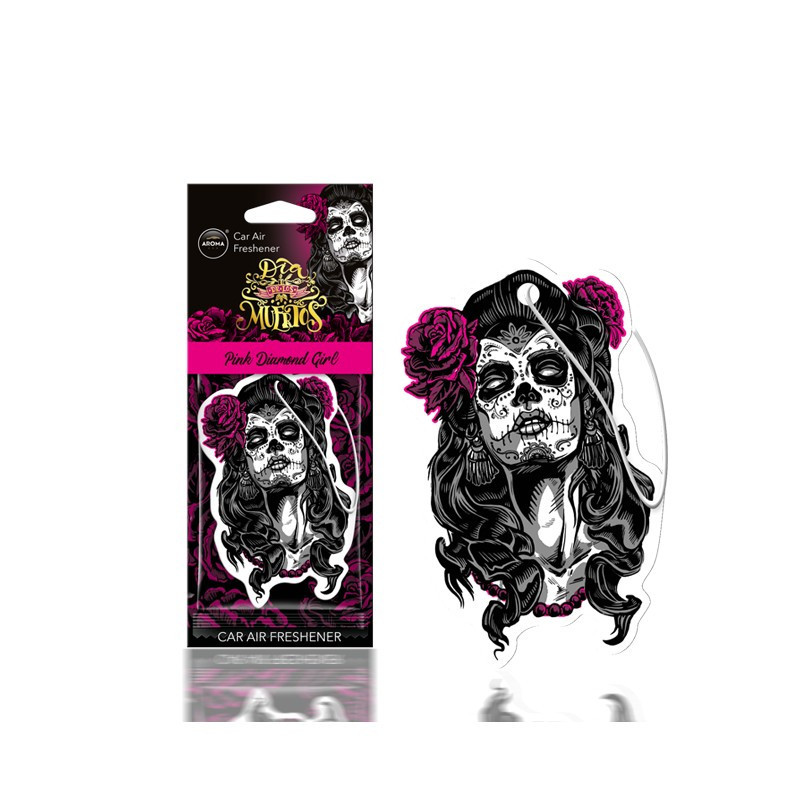 PINK DIAMOND GIRL Zawieszka zapachowa do auta AROMA Car Dia De Los Muertos