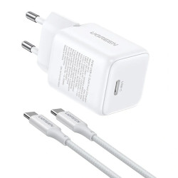 UGREEN Ładowarka sieciowa Ugreen X513 GaN USB-C +KAB USB-C 1M (biała) //