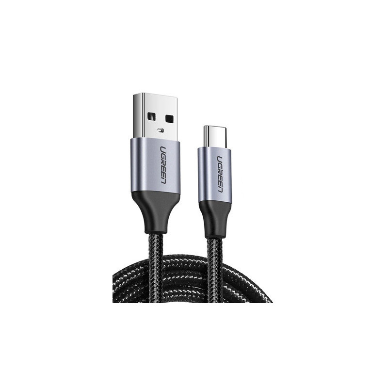 Kabel USB do USB-C QC3.0 UGREEN 0,25m z aluminiową wtyczką (czarny)