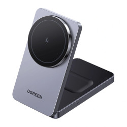 UGREEN Ładowarka indukcyjna 2w1 Ugreen W528 do iPhone, AirPods, 20W (szara) //