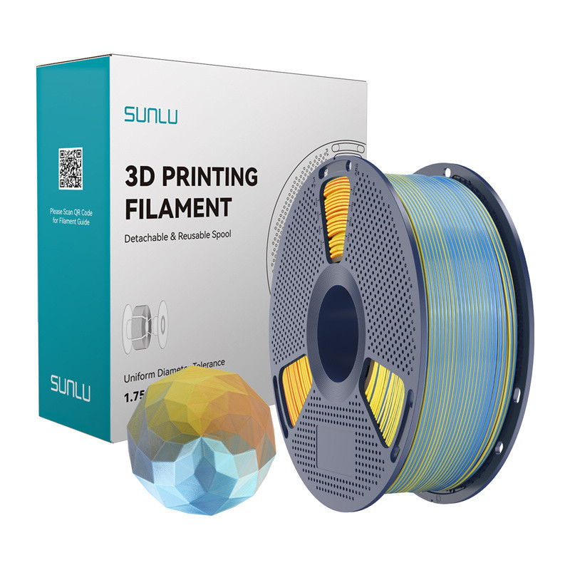Sunlu Filament SUNLU PLA+ Silk Forth-Color 1.75mm 1kg (niebiesko-fioletowo-pomarańczowo-żółty) //