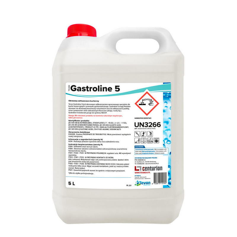 Tevan Gastroline 5 5L - Płyn do usuwania zalegającego tłuszczu