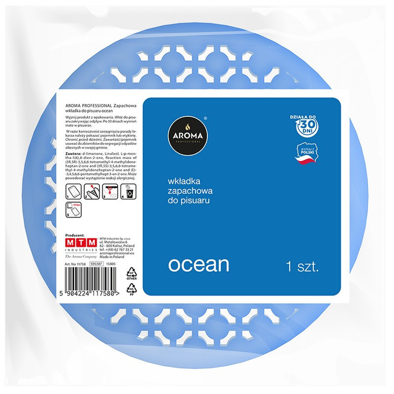 AROMA PROFESSIONAL Wkładka do pisuaru OCEAN 1szt. Wkładka enzymatyczna V-screen