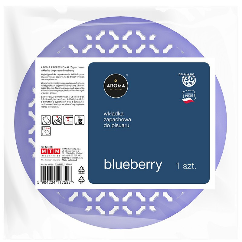 AROMA PROFESSIONAL Wkładka do pisuaru BLUEBERRY 1szt Wkładka enzymatyczna v-screen