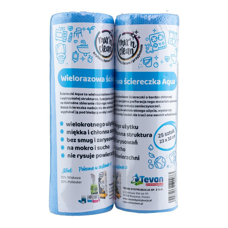 Mix'n Clean Wielorazowe ściereczki AQUA Niebieskie
