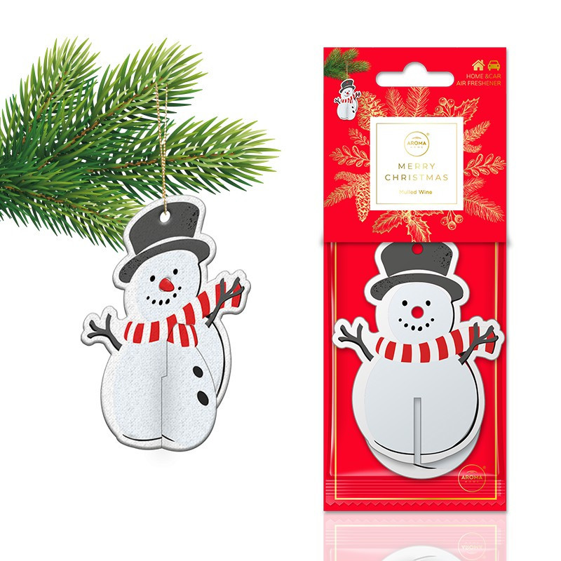 SNOWMAN MULLED WINE Zawieszka zapachowa 3D AROMA Car celuloza Bałwanek 3D grzane wino