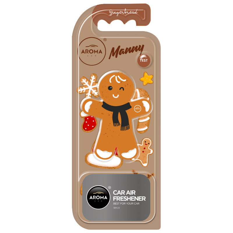 AROMA CAR MANNY - BOY GINGERBREAD CIASTEK Odświeżacz do samochodu polimer