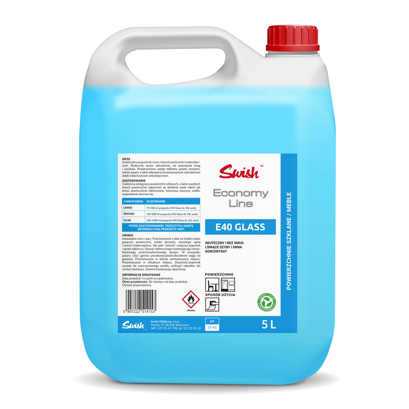 SWISH E40 GLASS 5L – Mycie powierzchni szklanych