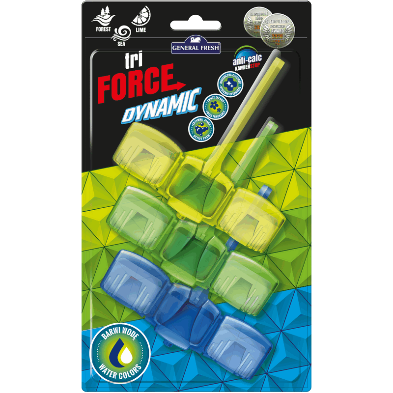 TRZY PAK Zawieszka barwiąca wodę w WC Tri-FORCE DYNAMIC General Fresh