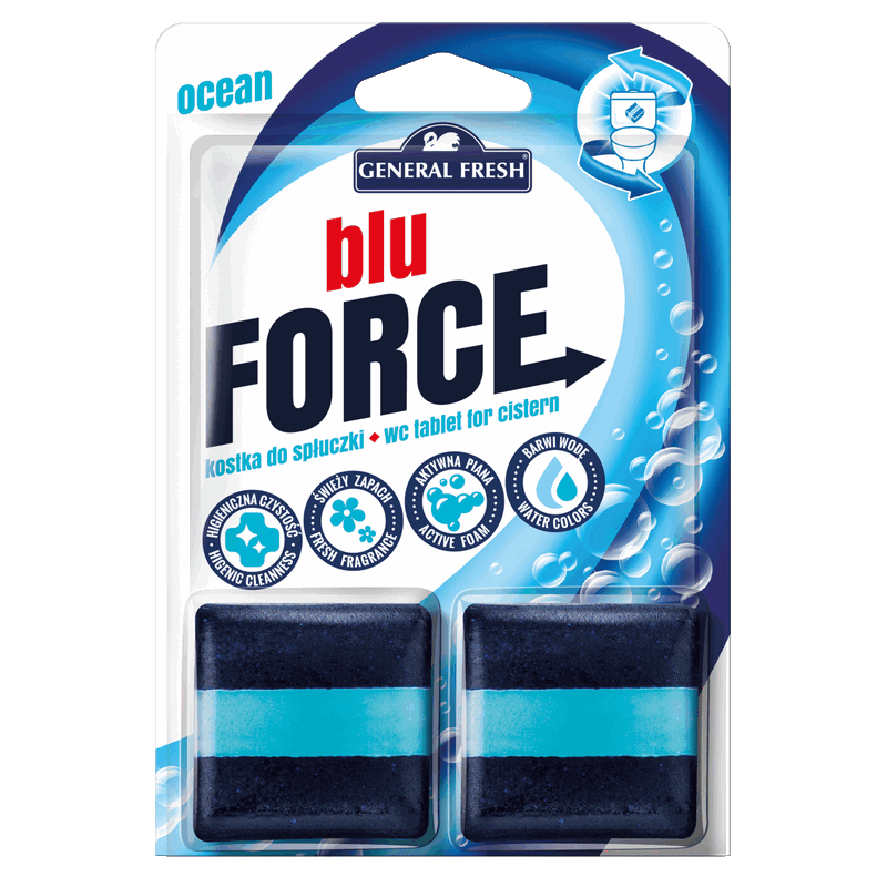 Kwadratowa Kostka do spłuczki MORSKA - Blu-Force 2szt General Fresh