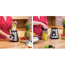 Teesa Blender Kielichowy Easy Expert Go 1300W , Szklany Kielich 1,5L + Kubek Podróżny 600 Ml [[