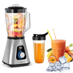 Teesa Blender Kielichowy Easy Expert Go 1300W , Szklany Kielich 1,5L + Kubek Podróżny 600 Ml [[