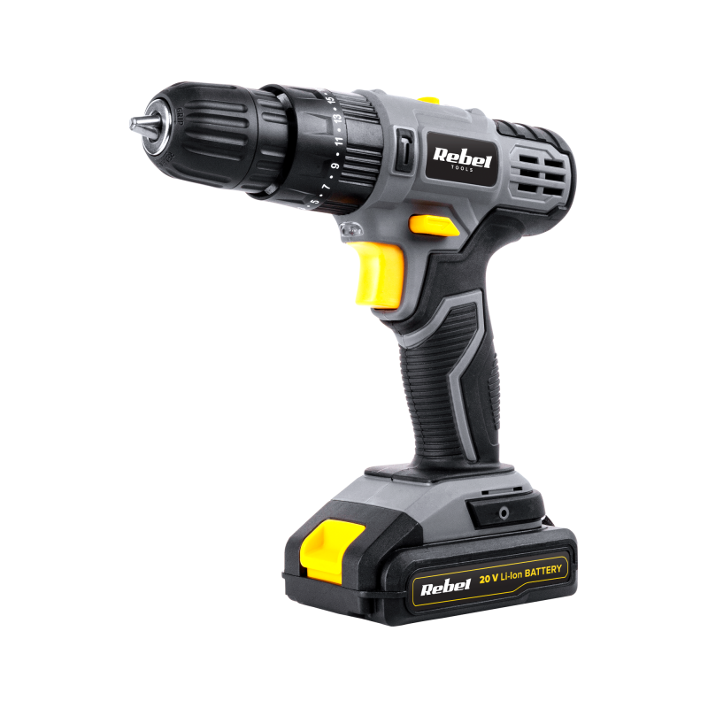 Rebel Akumulatorowa Wiertarko-Wkrętarka Udarowa 20V 2A Box [[